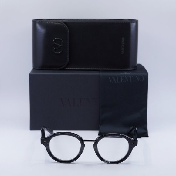Valentino V-ESSENTIAL-IV VLX-132B Round Eyeglasses 46mm - Shiny Black - Picture 4 of 11